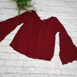 Hollister Shorter Peasant Top Long Bell Sleeves